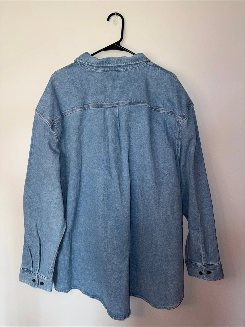 Free Assembly Men's Heavyweight Denim Overshirt with Long Sleeves, Sizes 3XL